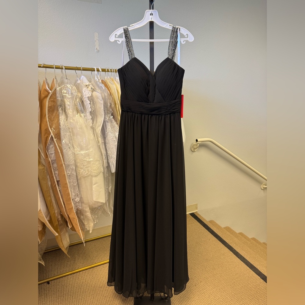 Dancing Queen Black Sequin Strap Gown 9471